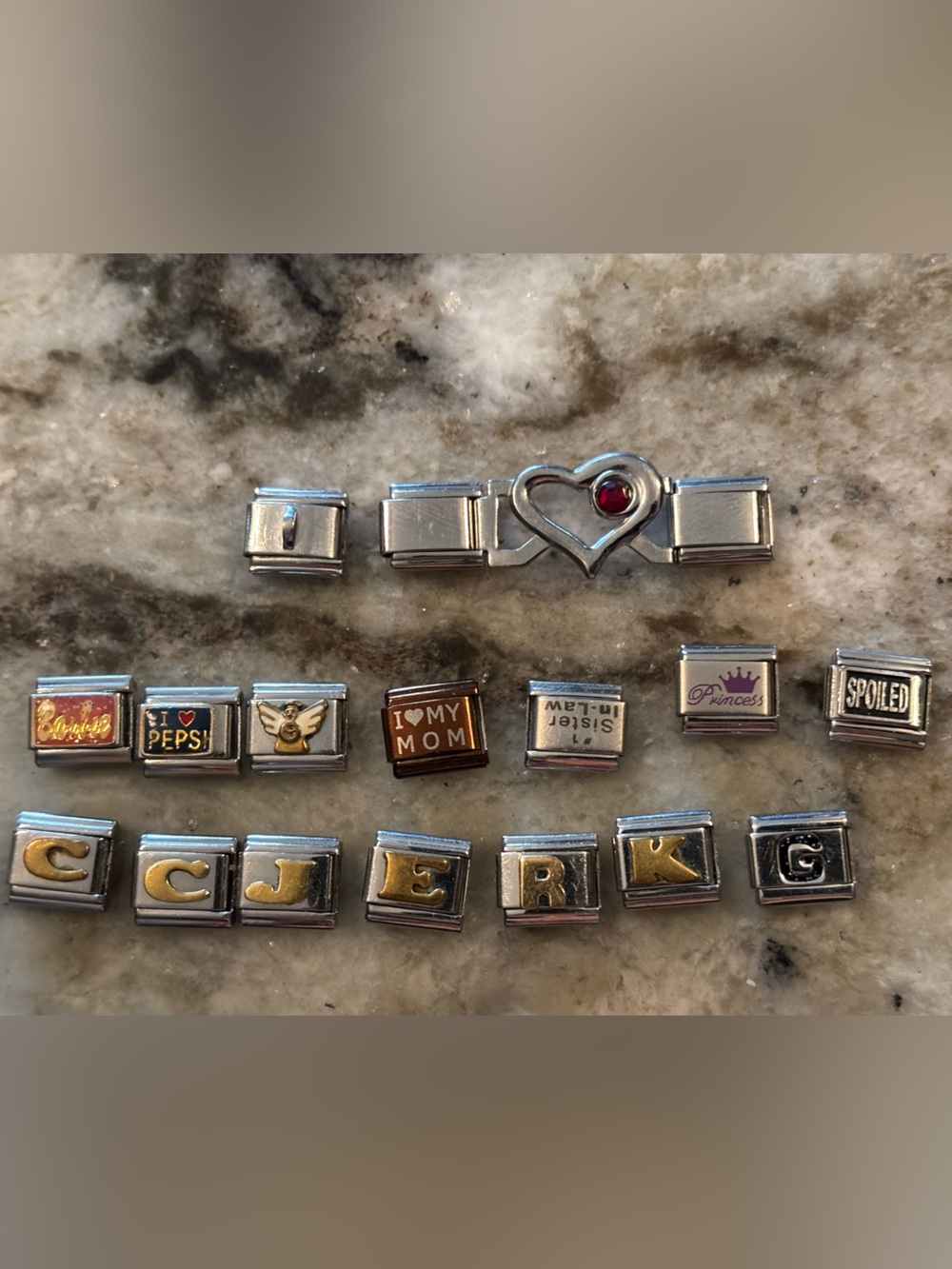 Vintage Italian Charm Bracelet Links - Silver